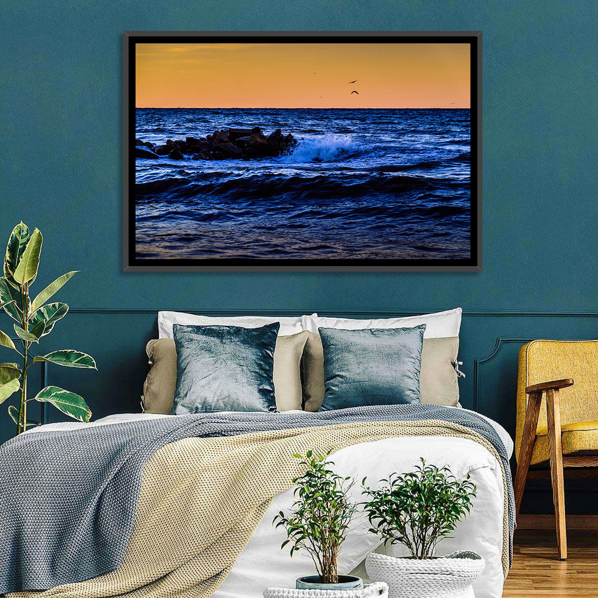 Marmara Sea Waves at Sunset Wall Art