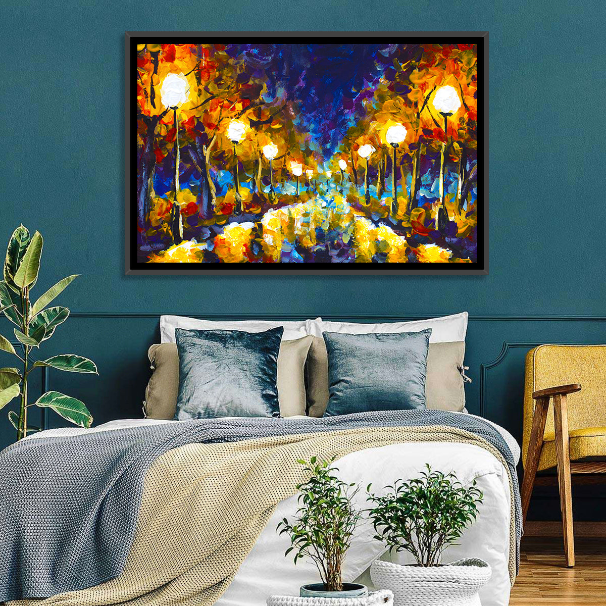 Autumn Evening Park Path Wall Art in a room, landscape