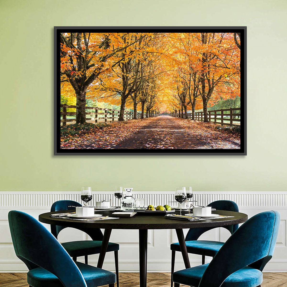 Maple Lane in Autumn Wall Art