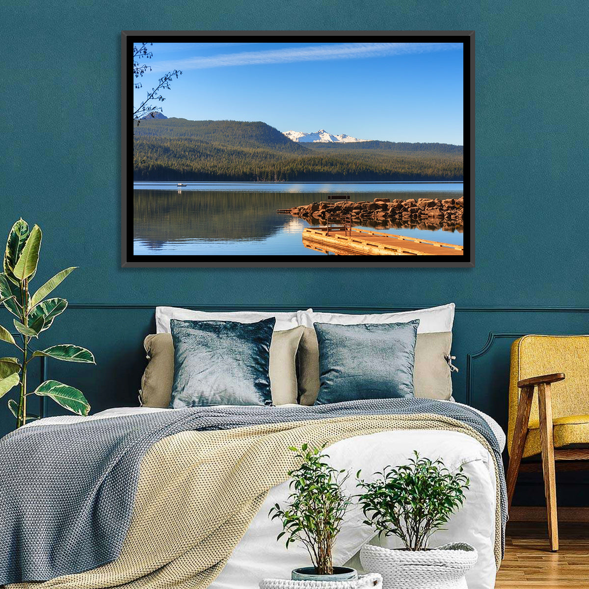 Odell Lake Pier Wall Art in a room, landscape