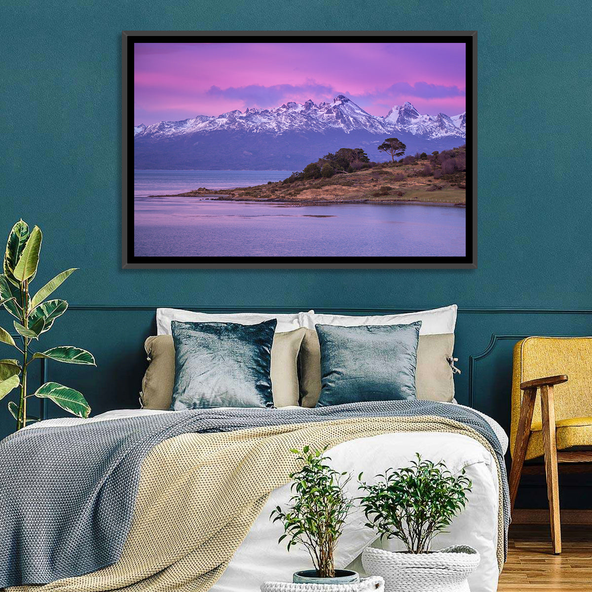 Beagle Channel Purple Dawn Wall Art in a room, landscape