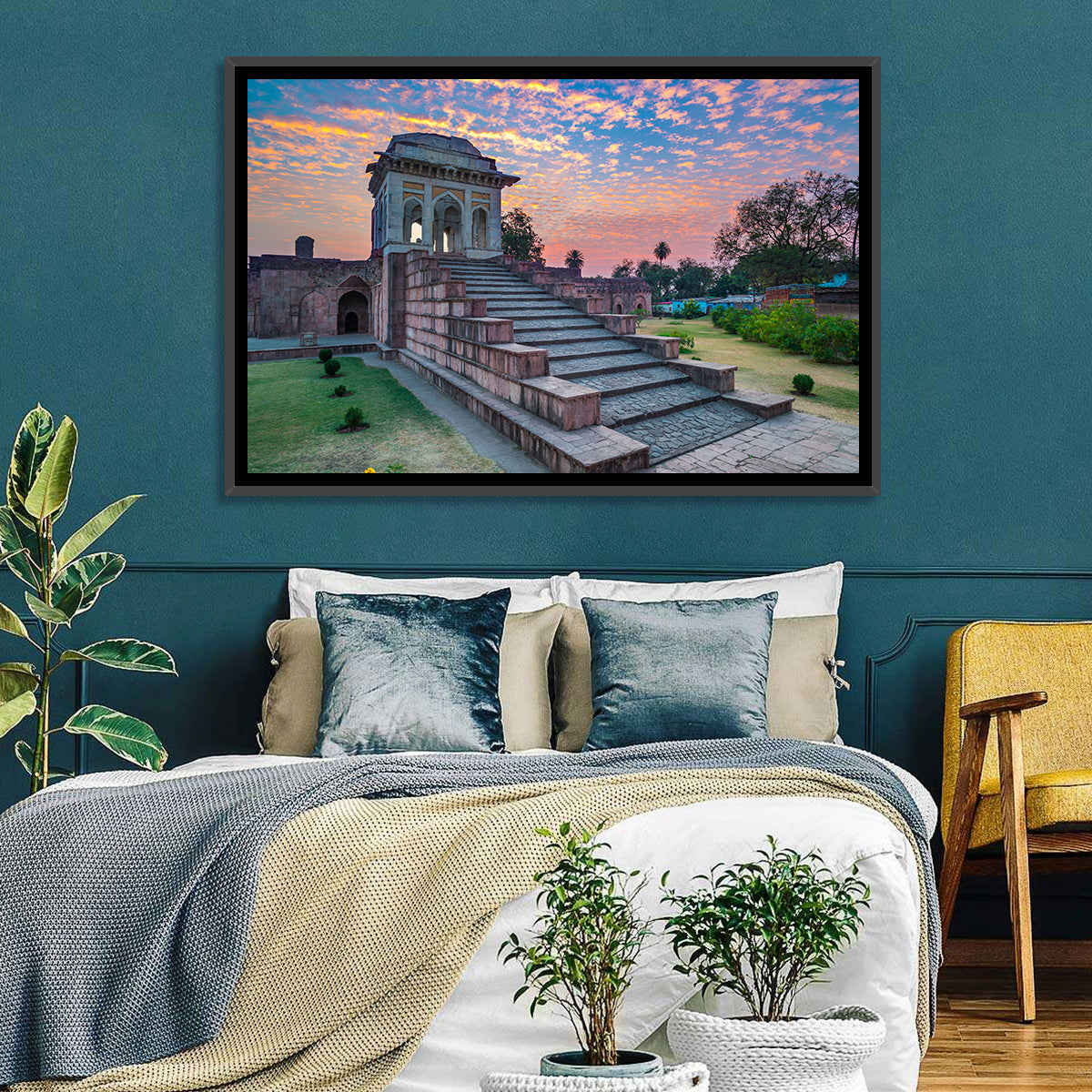 Jahaz Mahal Staircase at Sunset Wall Art in a room, landscape