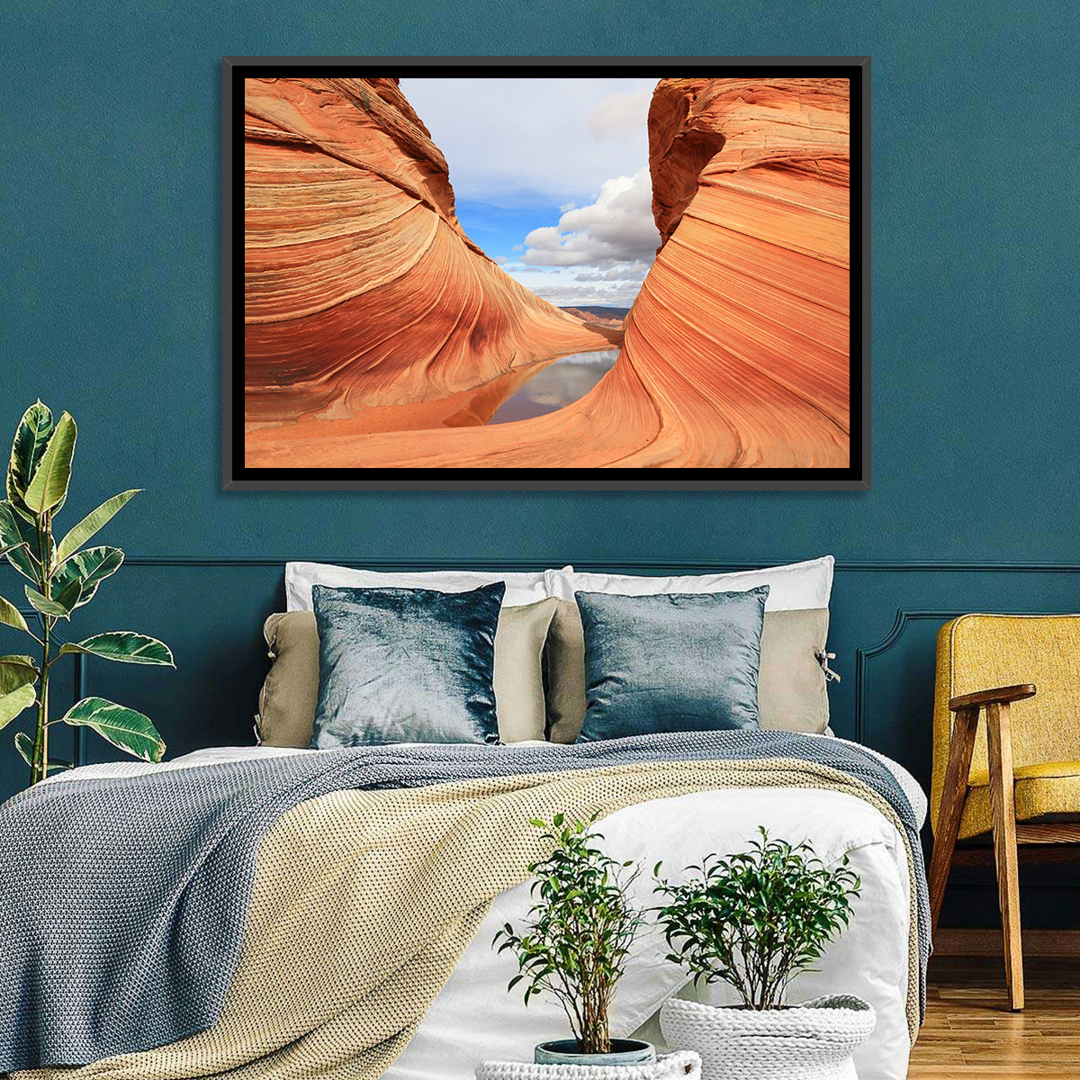 The Wave at Coyote Buttes Wall Art in a room, landscape