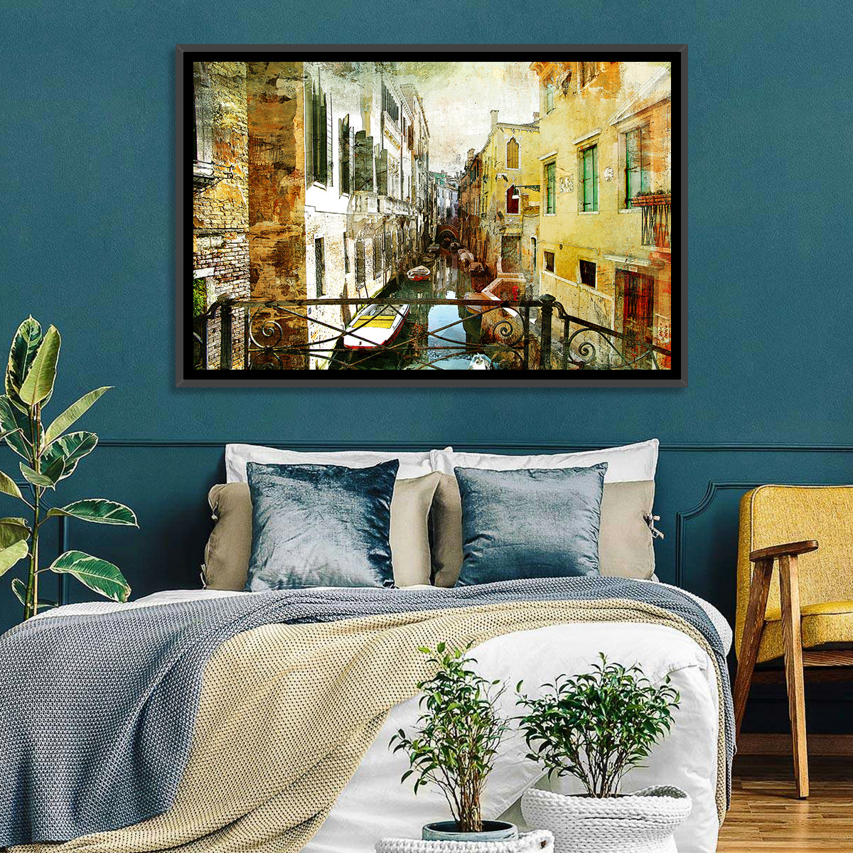 Venice Canal View Wall Art in a room, landscape