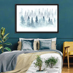 Misty Pine Forest Watercolor Wall Art