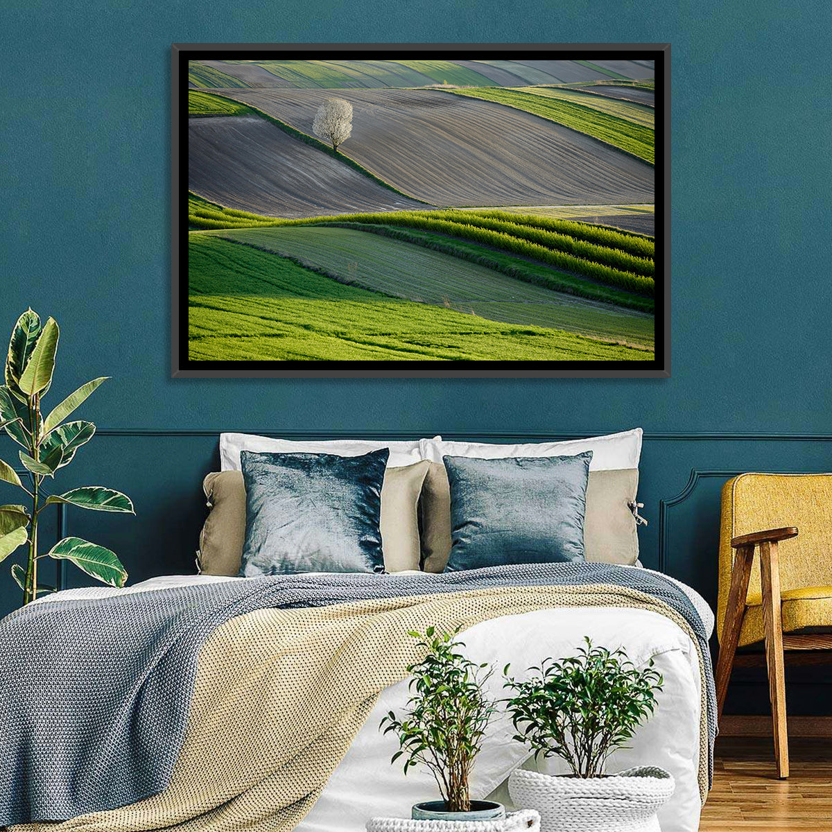 Springtime Polish Fields Wall Art in a room, landscape