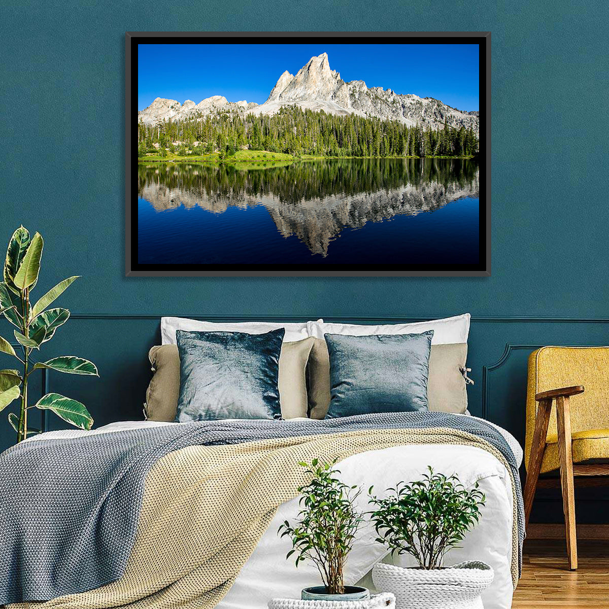 Sawtooth Peaks at Alice Lake Wall Art in a room, landscape