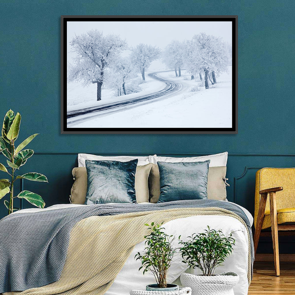 Misty Winter S-curve Road Wall Art