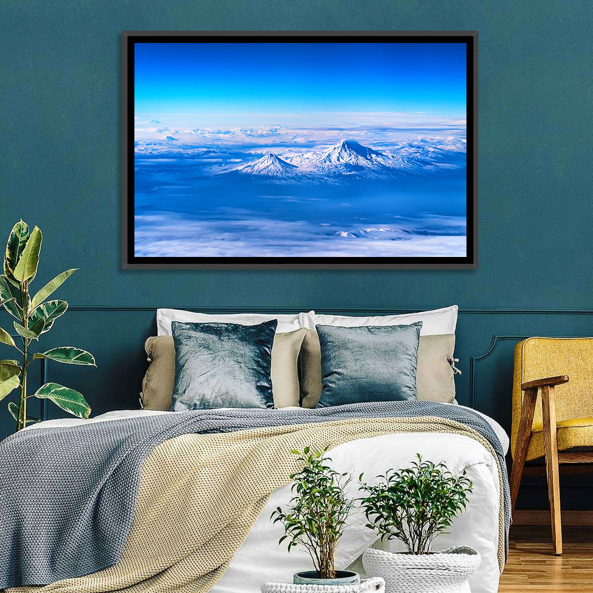 Mount Ararat Above Clouds Wall Art in a room, landscape