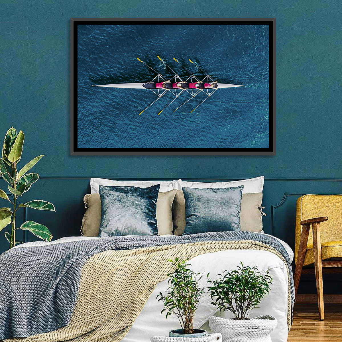 Four Rowers in Pink Shirts Wall Art