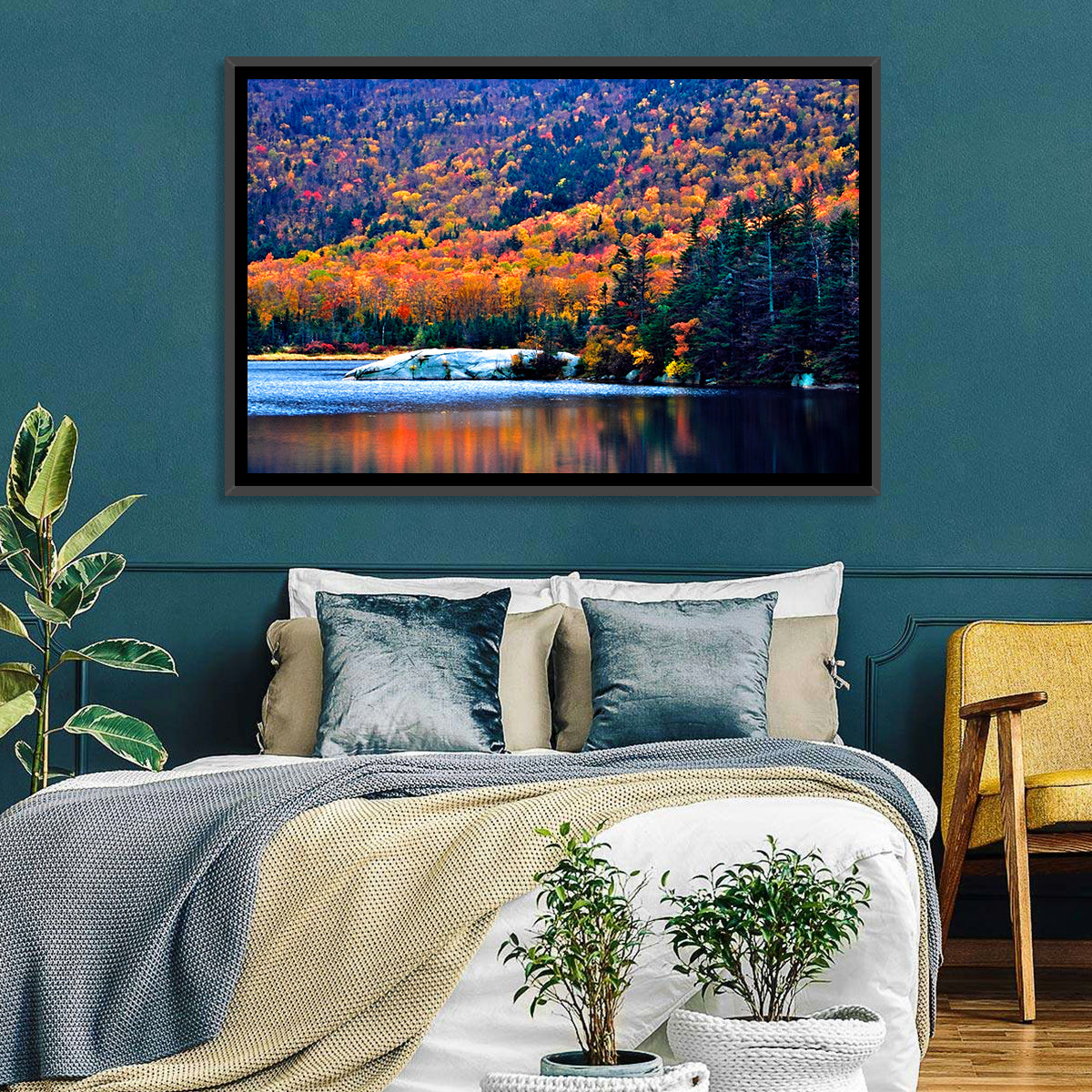 New Hampshire Fall Foliage Wall Art in a room, landscape