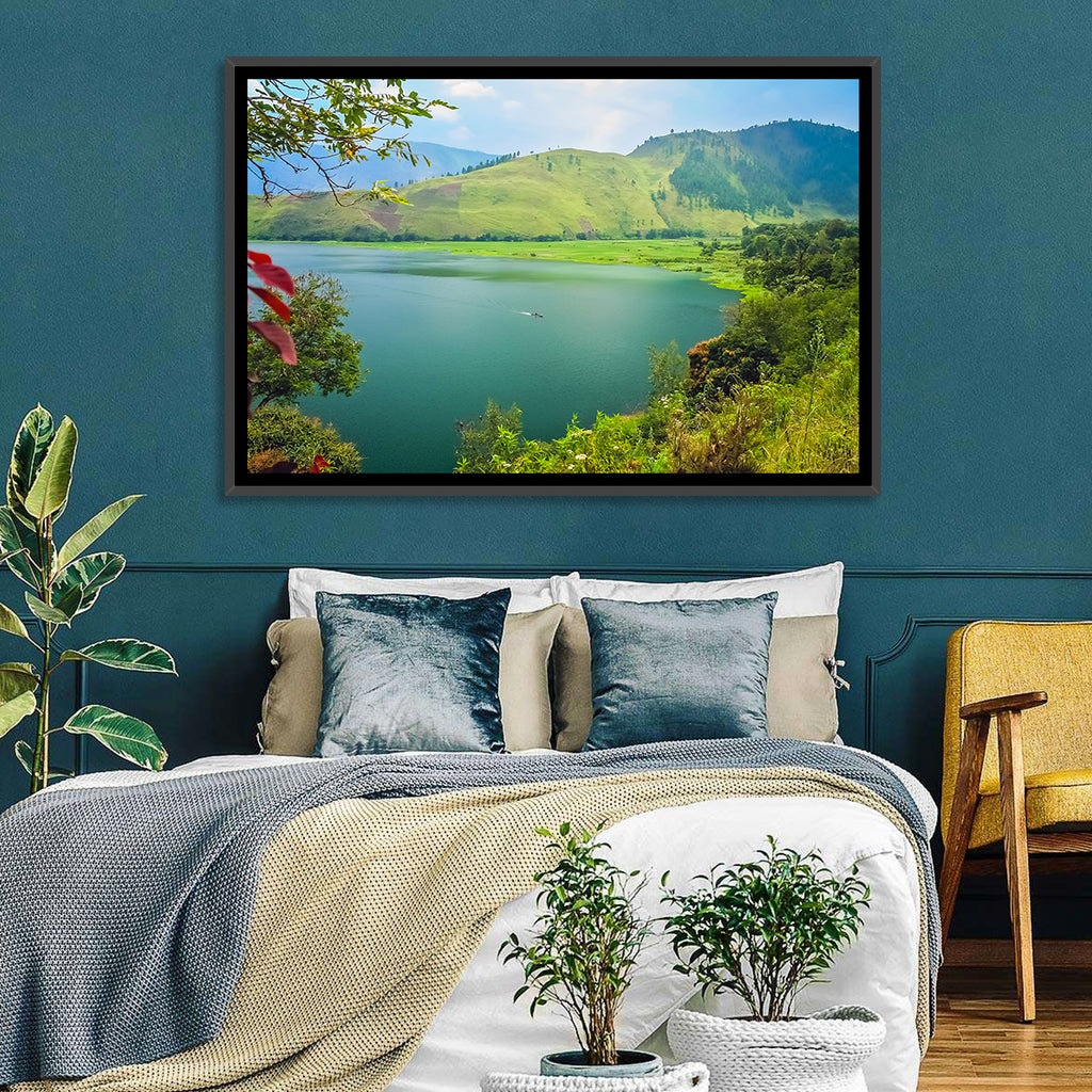 Lake Toba Boat and Hills Wall Art