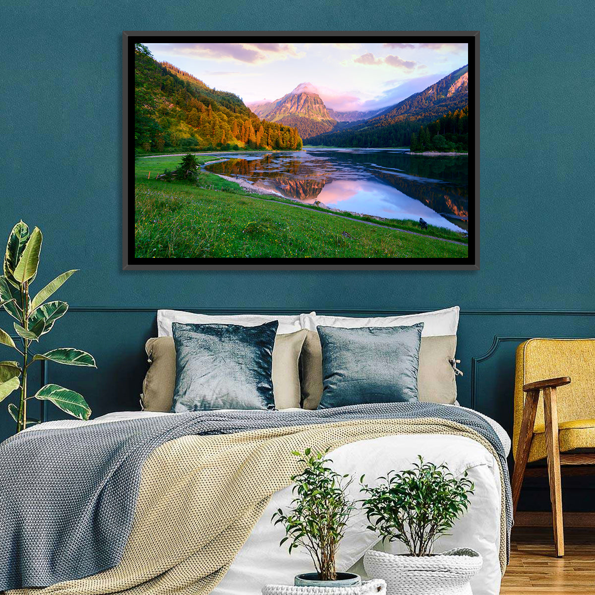 Obersee Reflection, Switzerland Wall Art in a room, landscape