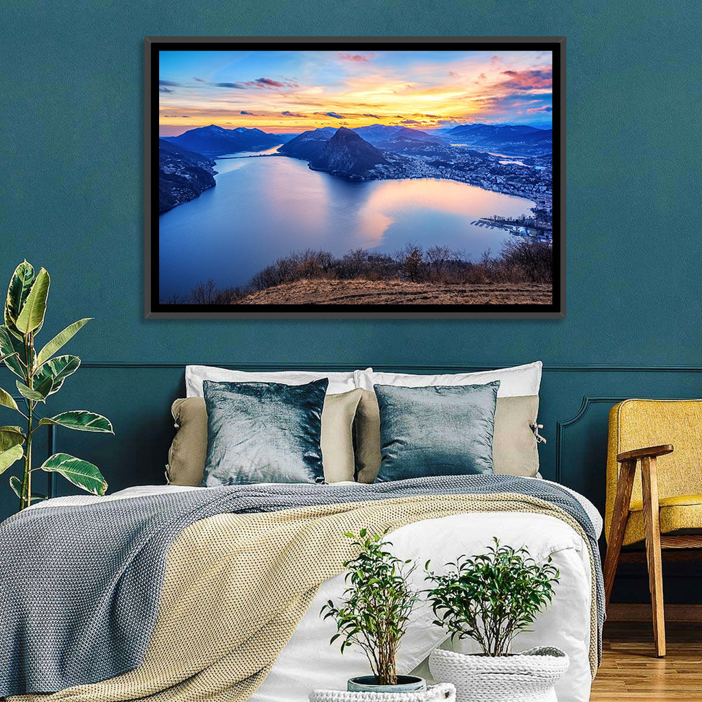 Sunset Over Lake Lugano Wall Art