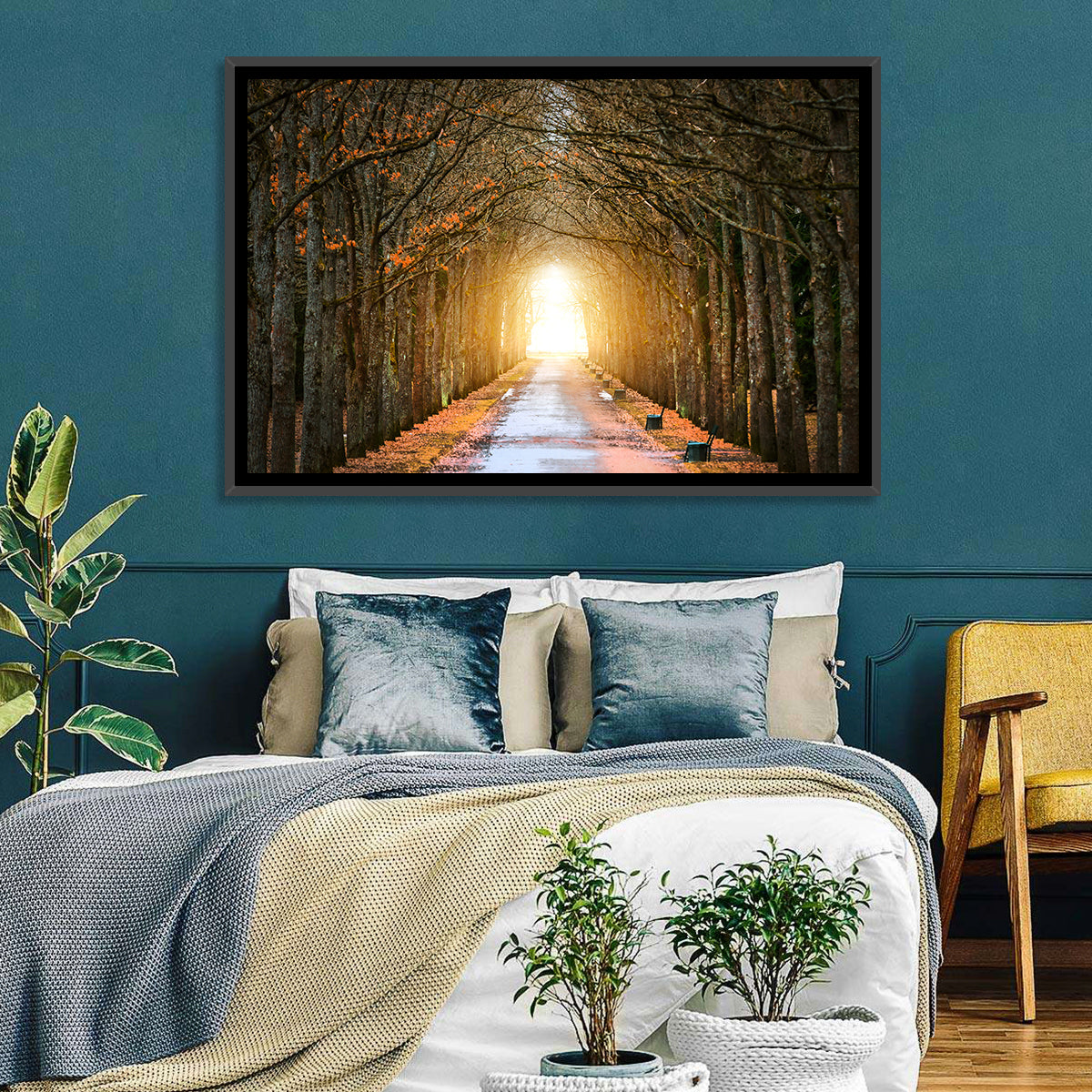 Autumn Oak Tunnel Wall Art in a room, landscape