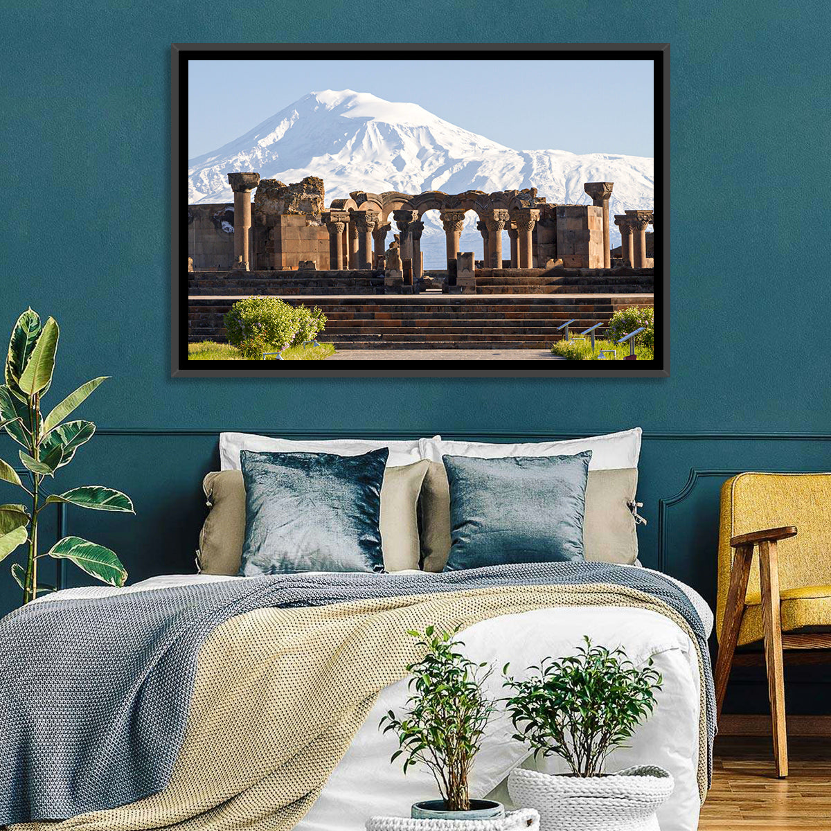 Zvartnots Cathedral and Mount Ararat Wall Art in a room, landscape