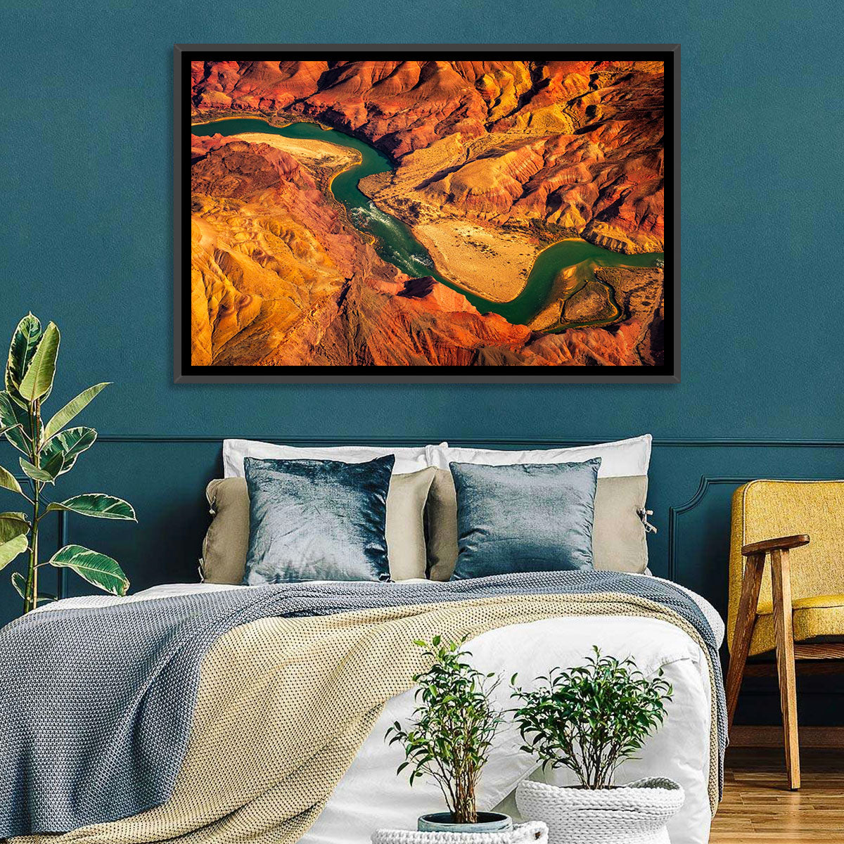 Aerial Colorado River Canyon Wall Art in a room, landscape
