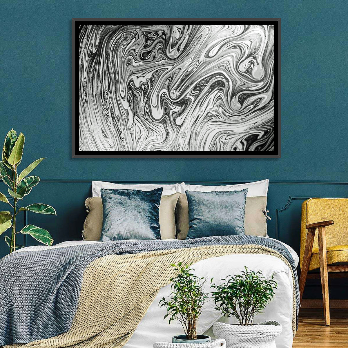Ink Swirl Monochrome Abstract Wall Art