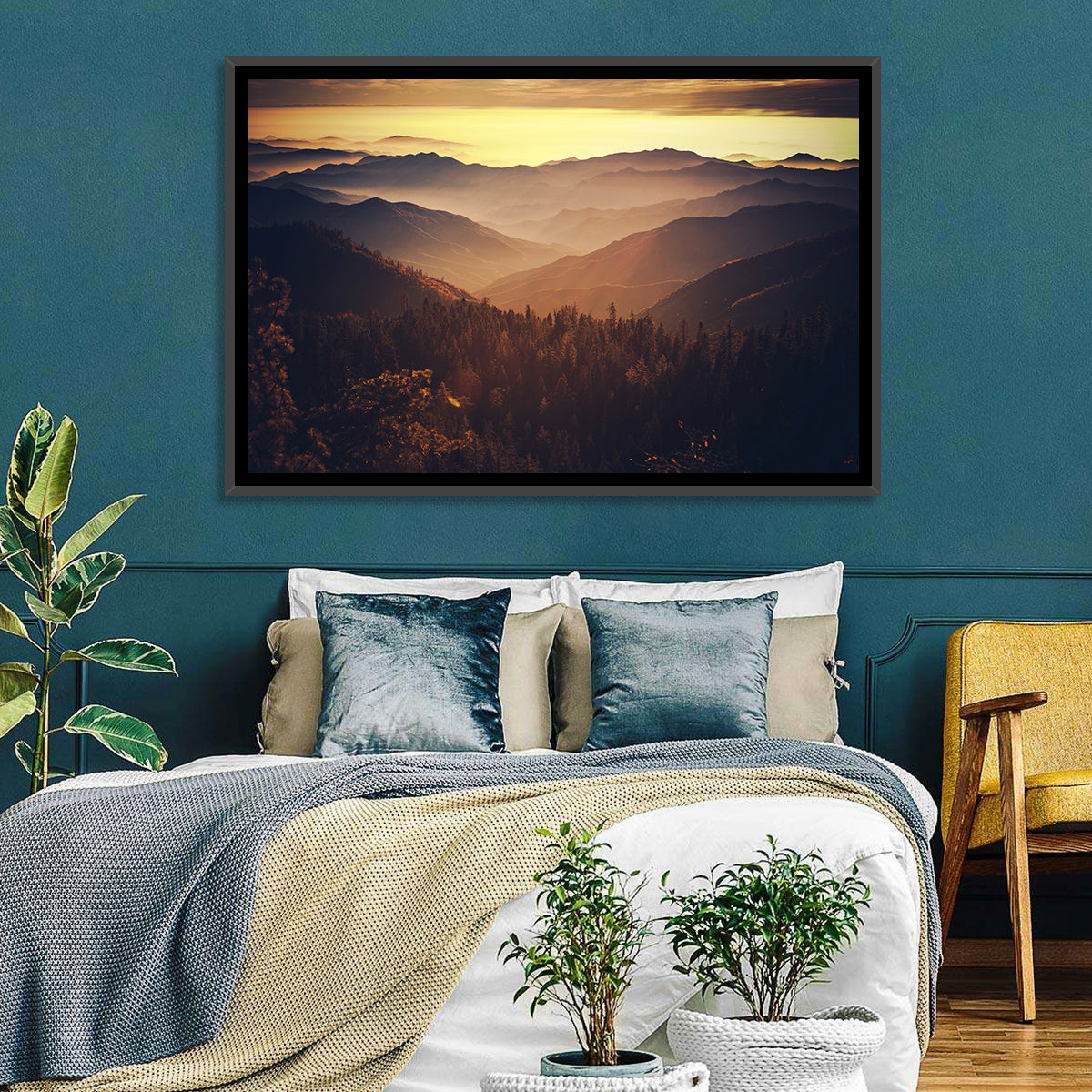Sierra Nevada Mountains Wall Art in a room, landscape