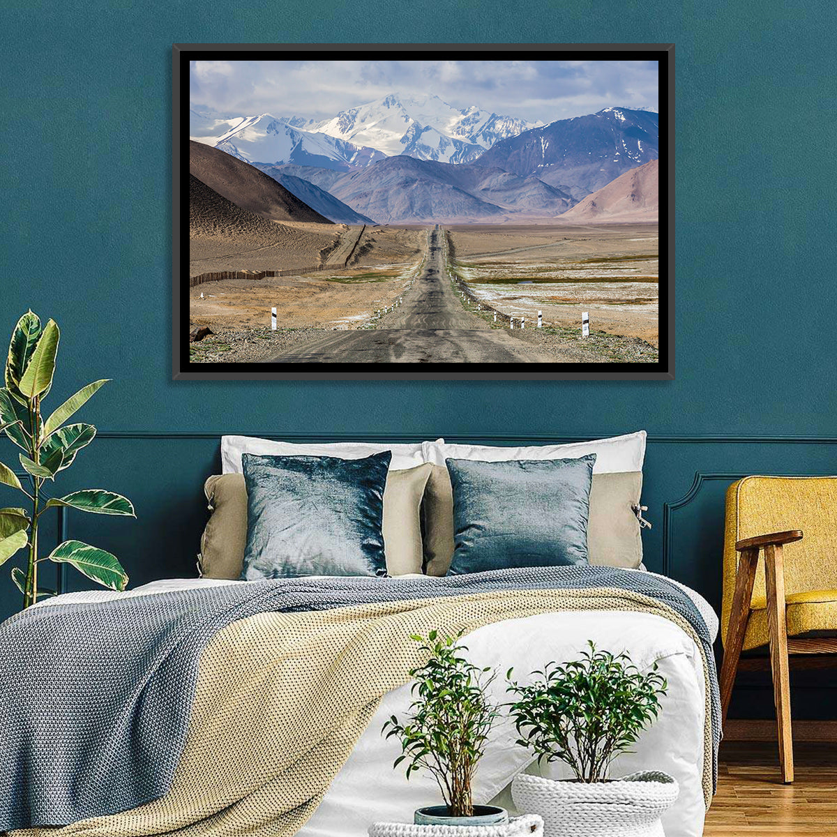 Pamir Mountain Road Wall Art in a room, landscape
