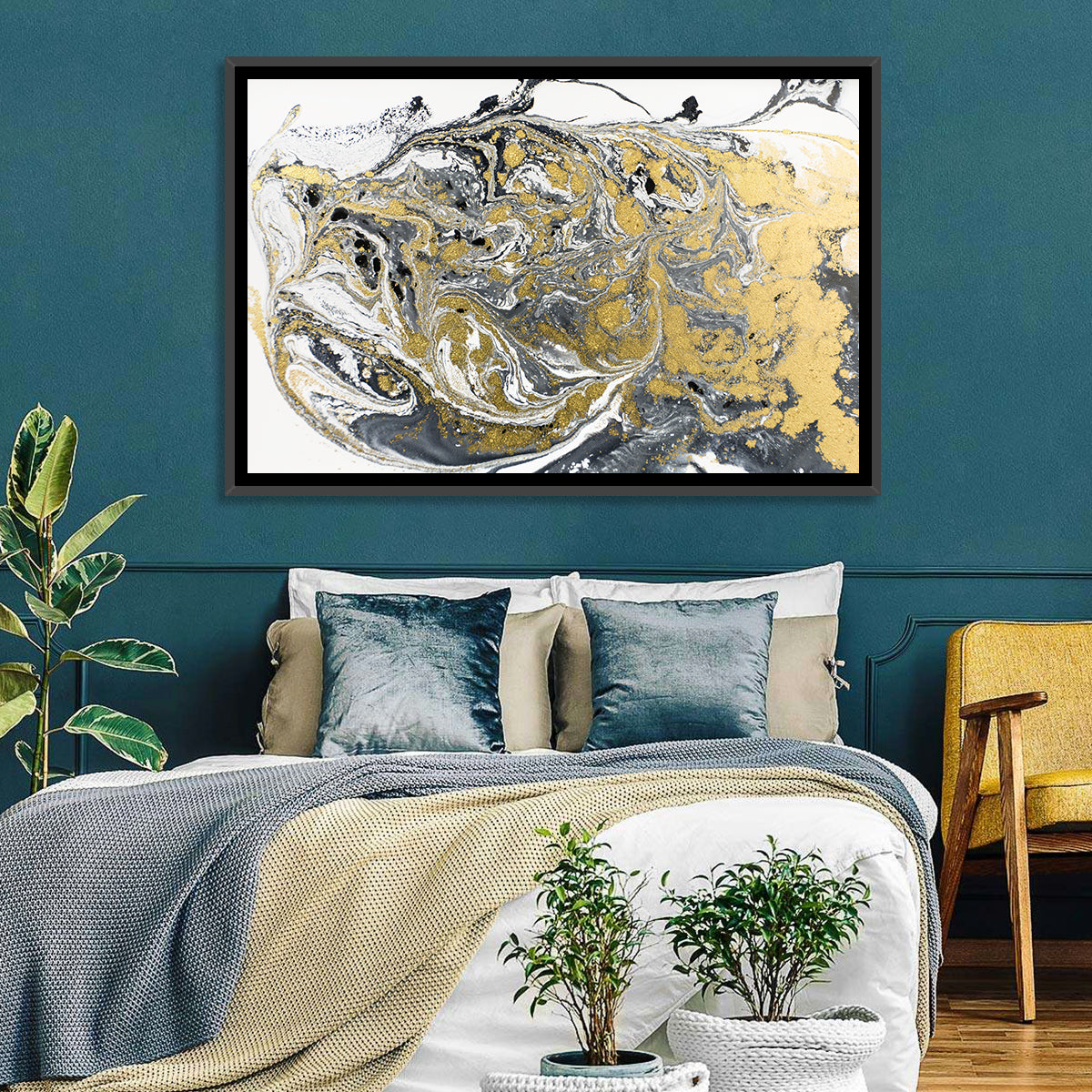 Golden Liquid Abstract Wall Art