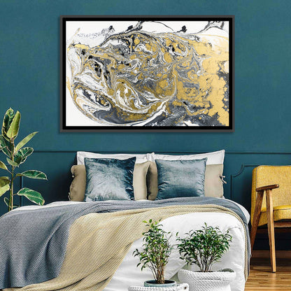 Golden Liquid Abstract Wall Art