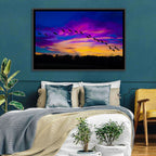 Silhouetted Cranes at Dusk Wall Art