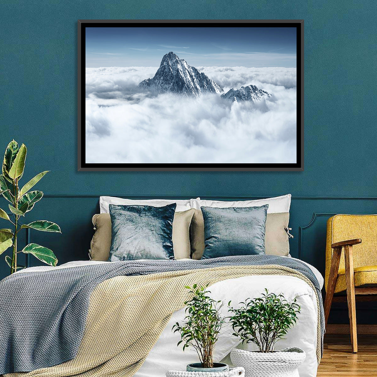 Peaks Above Clouds Wall Art in a room, landscape