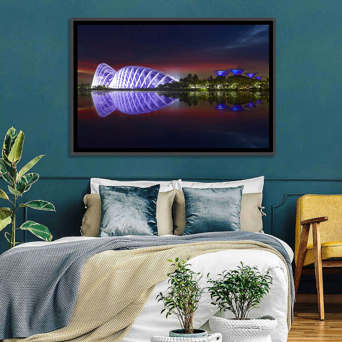 Gardens by the Bay Night Reflection Wall Art