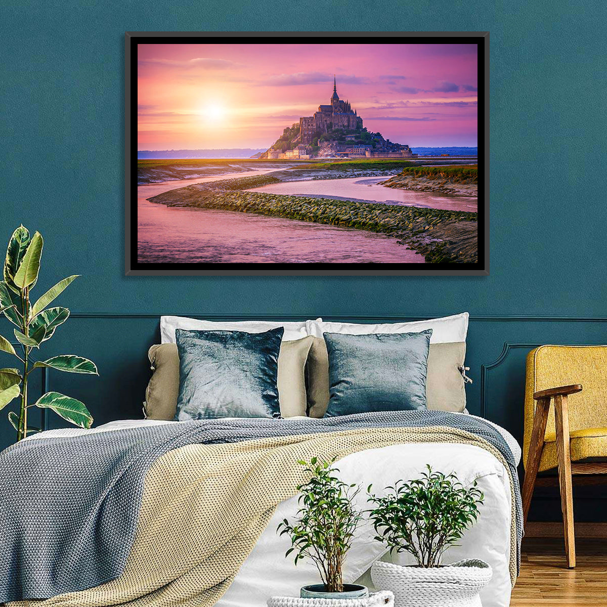 Mont Saint-michel Sunset Wall Art in a room, landscape