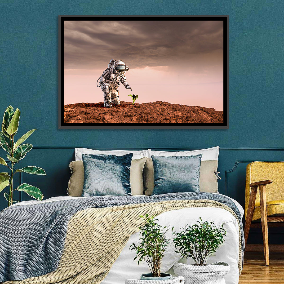 Martian Seedling Concept Wall Art in a room, landscape
