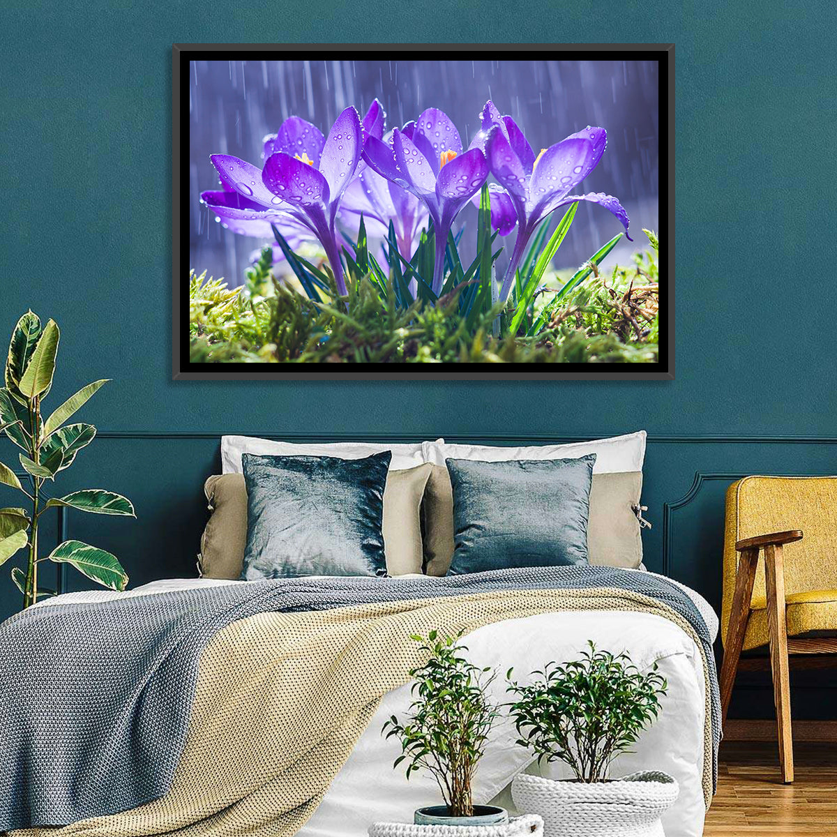Rainy Purple Crocuses Wall Art