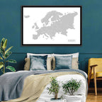 Gray Europe Outline Map Wall Art