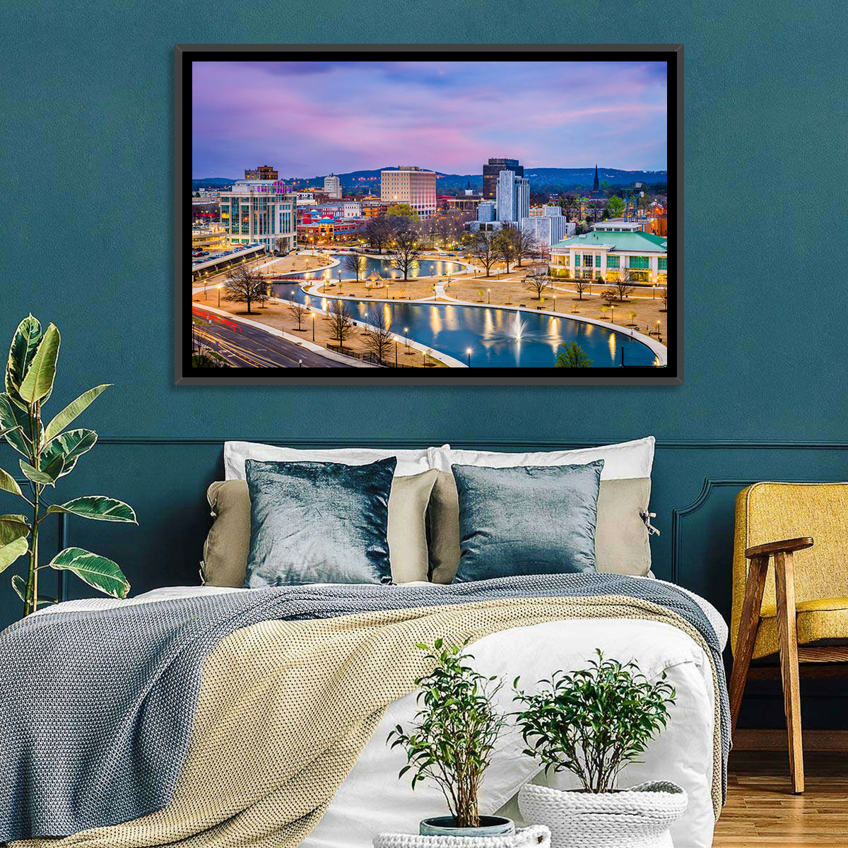 Huntsville Twilight at Big Spring Park Wall Art in a room, landscape