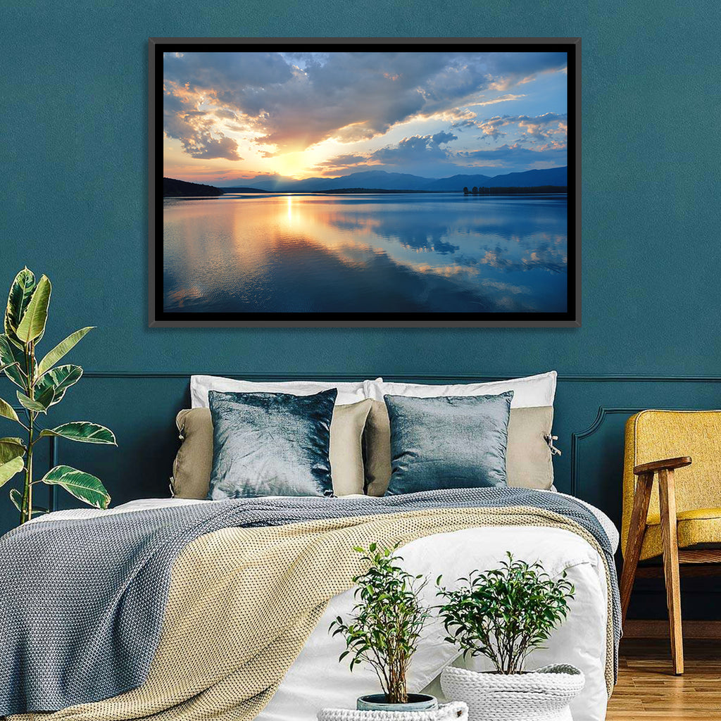 Golden Hour Lake Reflection Wall Art