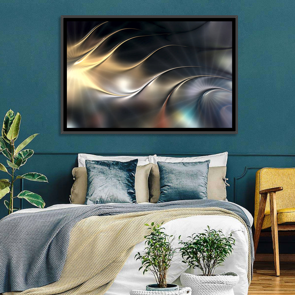 Luminous Metallic Wave Wall Art