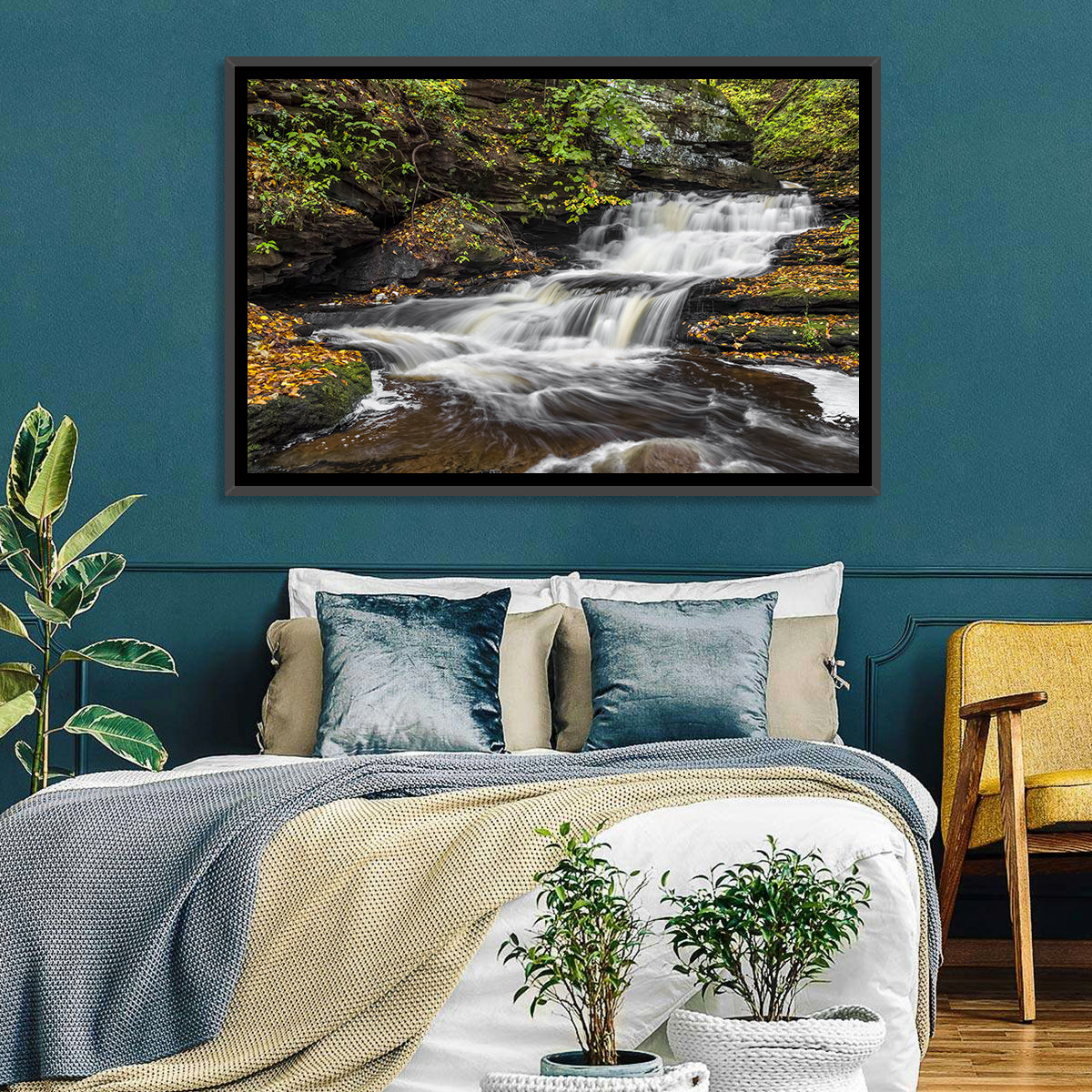 Cascading Autumn Waterfall Wall Art