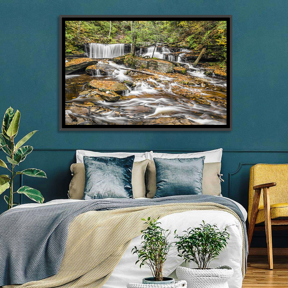 Delaware Falls Wall Art in a room, landscape