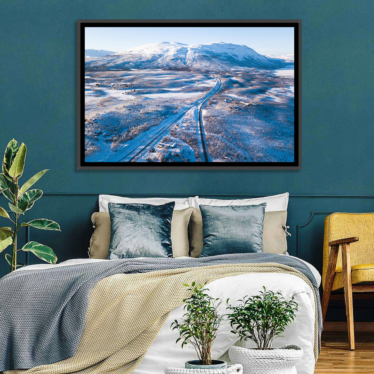 Snowy Valley with Parallel Tracks Wall Art