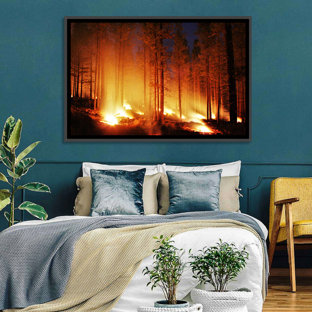Night Forest Fire Wall Art