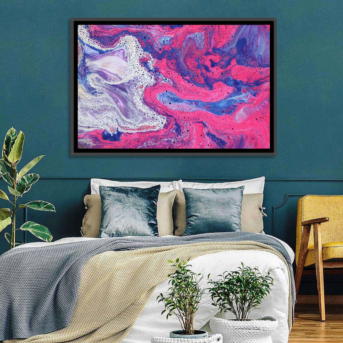 Magenta Bubble Fluid Abstraction Wall Art
