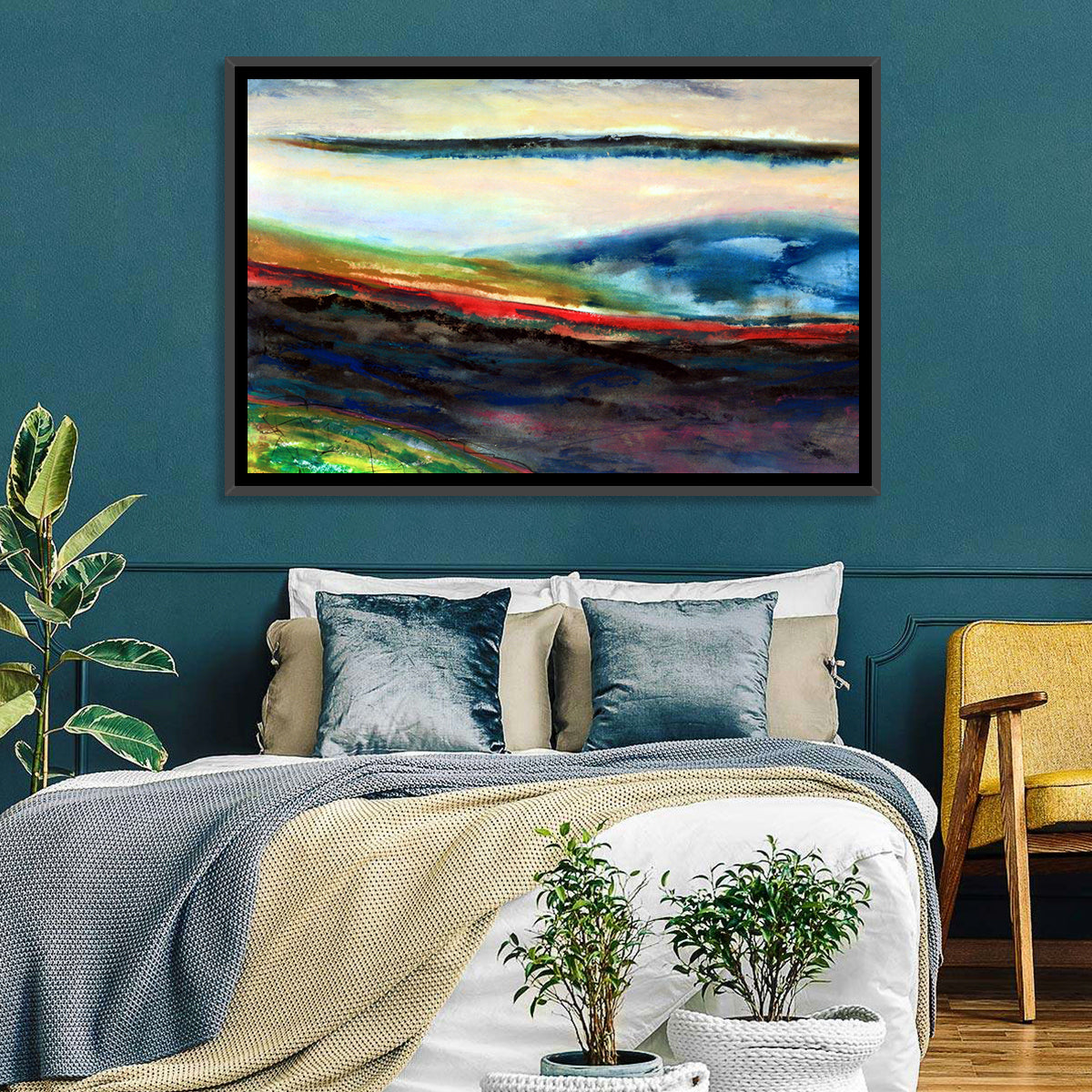 Moody Horizon Stripe Abstract Landscape Wall Art