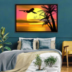 Wide-body Airplane Over Caribbean Dusk Wall Art