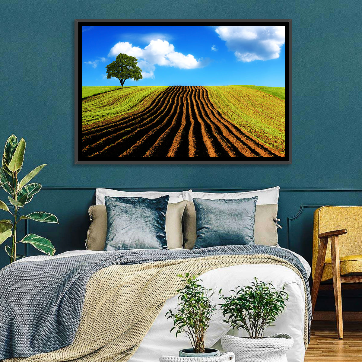 Plowed Field with Lone Tree Wall Art