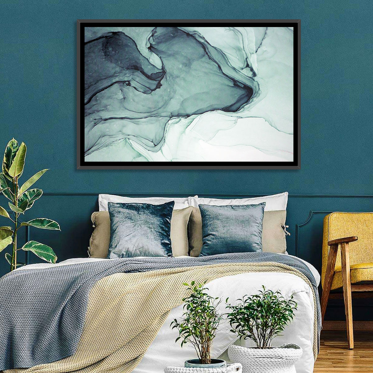 Shades of Gray Wall Art in a room, landscape