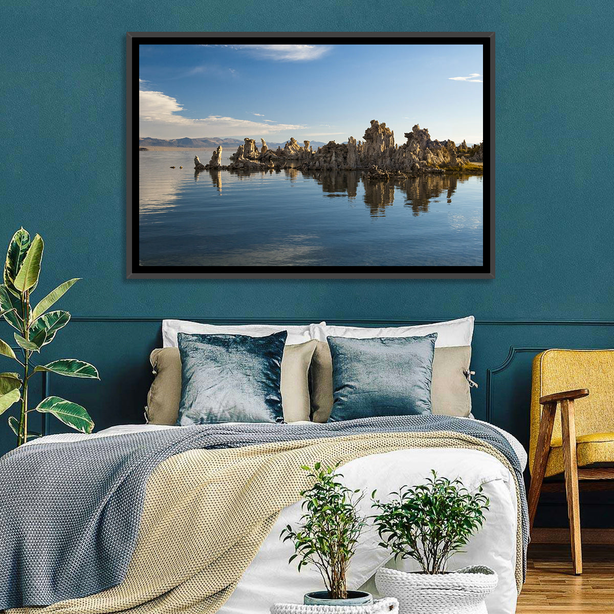 Mono Lake Reflections Wall Art in a room, landscape