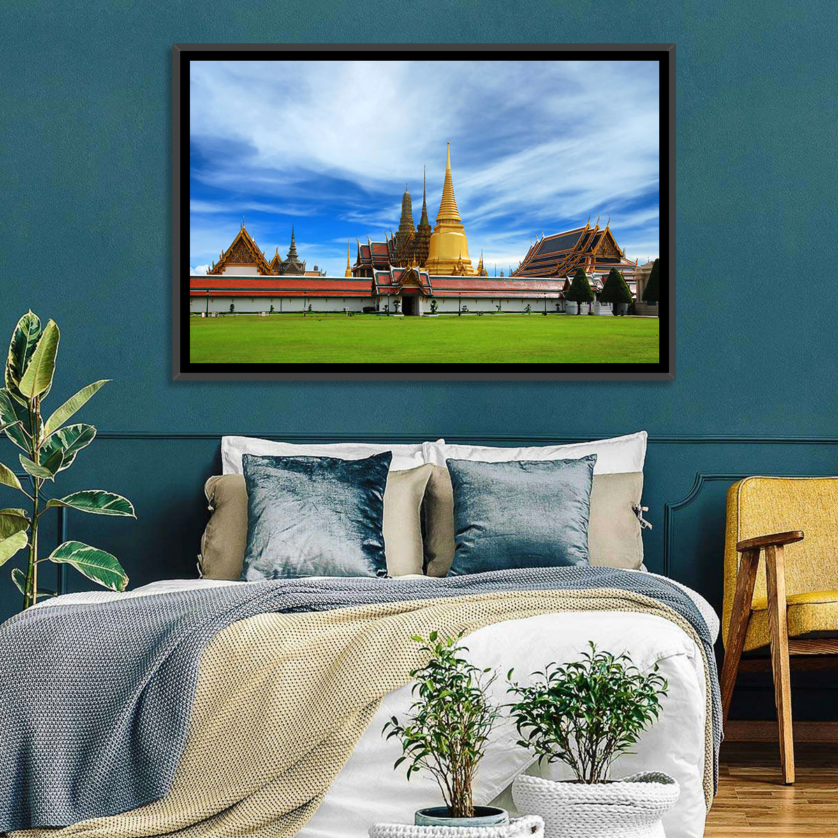 Golden Stupa at Wat Phra Kaew Wall Art in a room, landscape