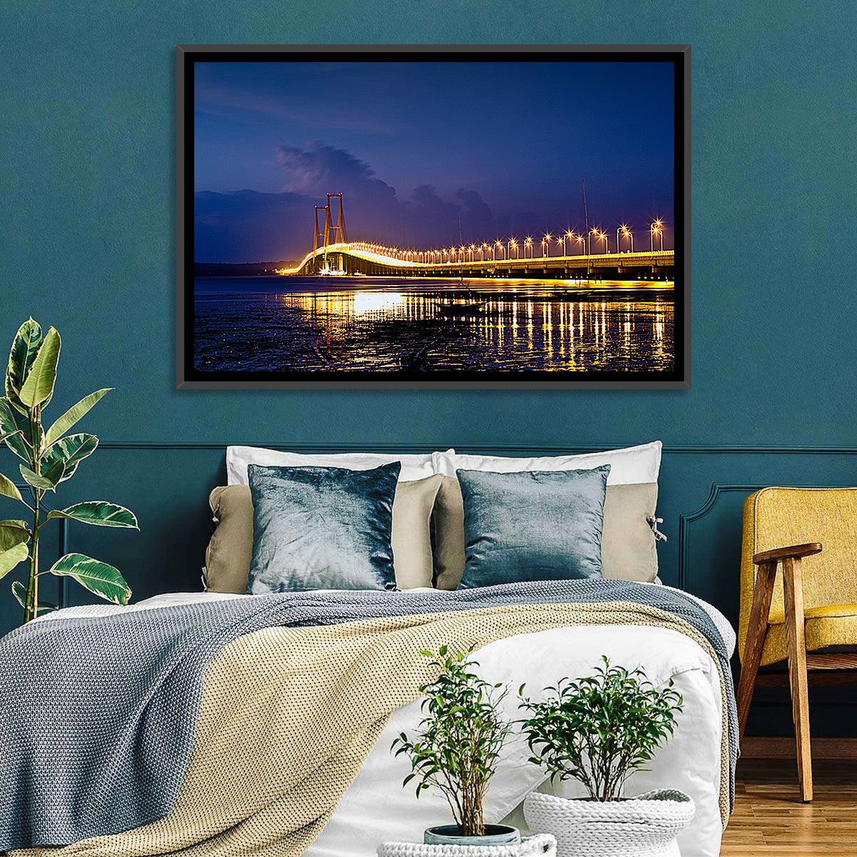 Suramadu Bridge at Dusk Wall Art