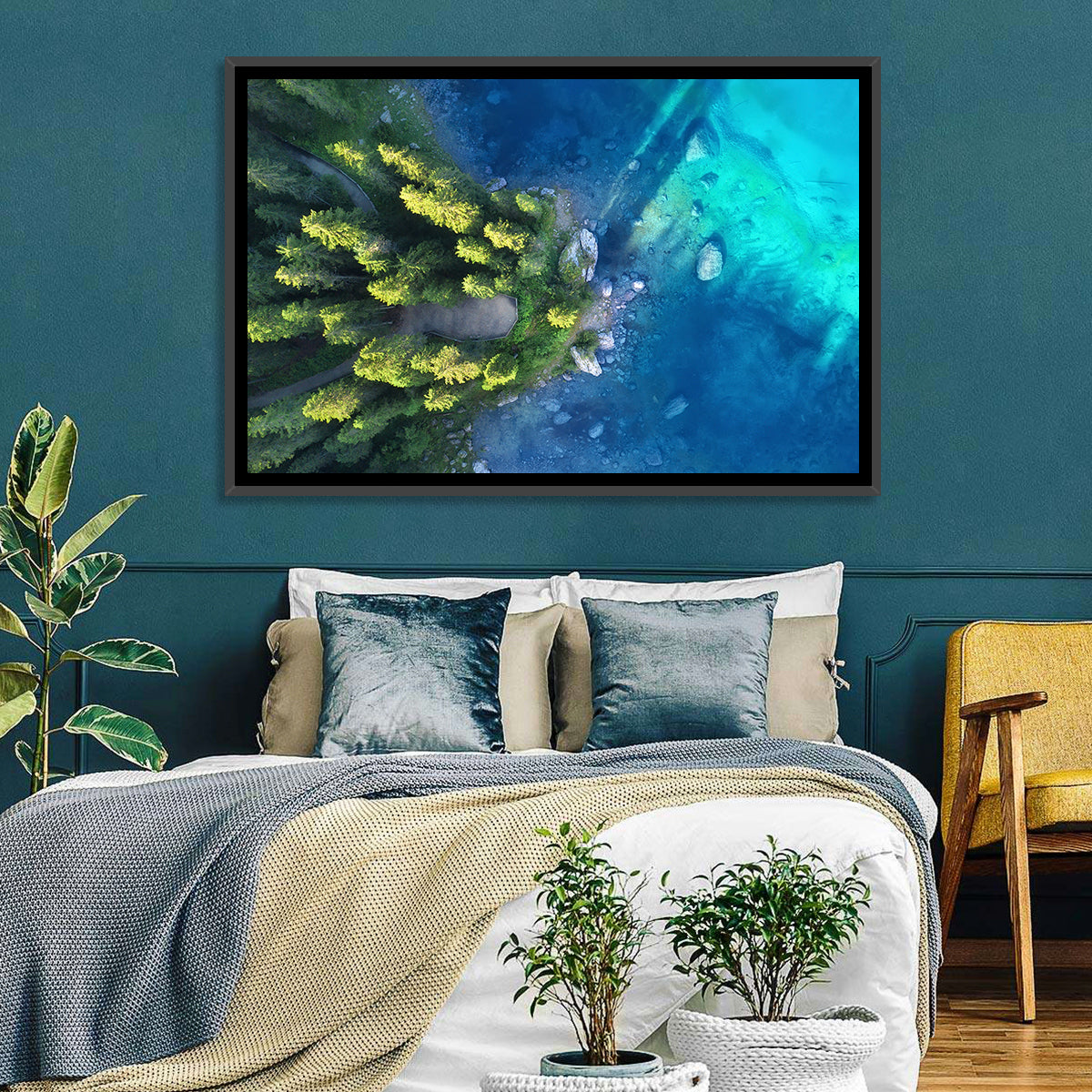 Winding Forest Path by Turquoise Lake Wall Art