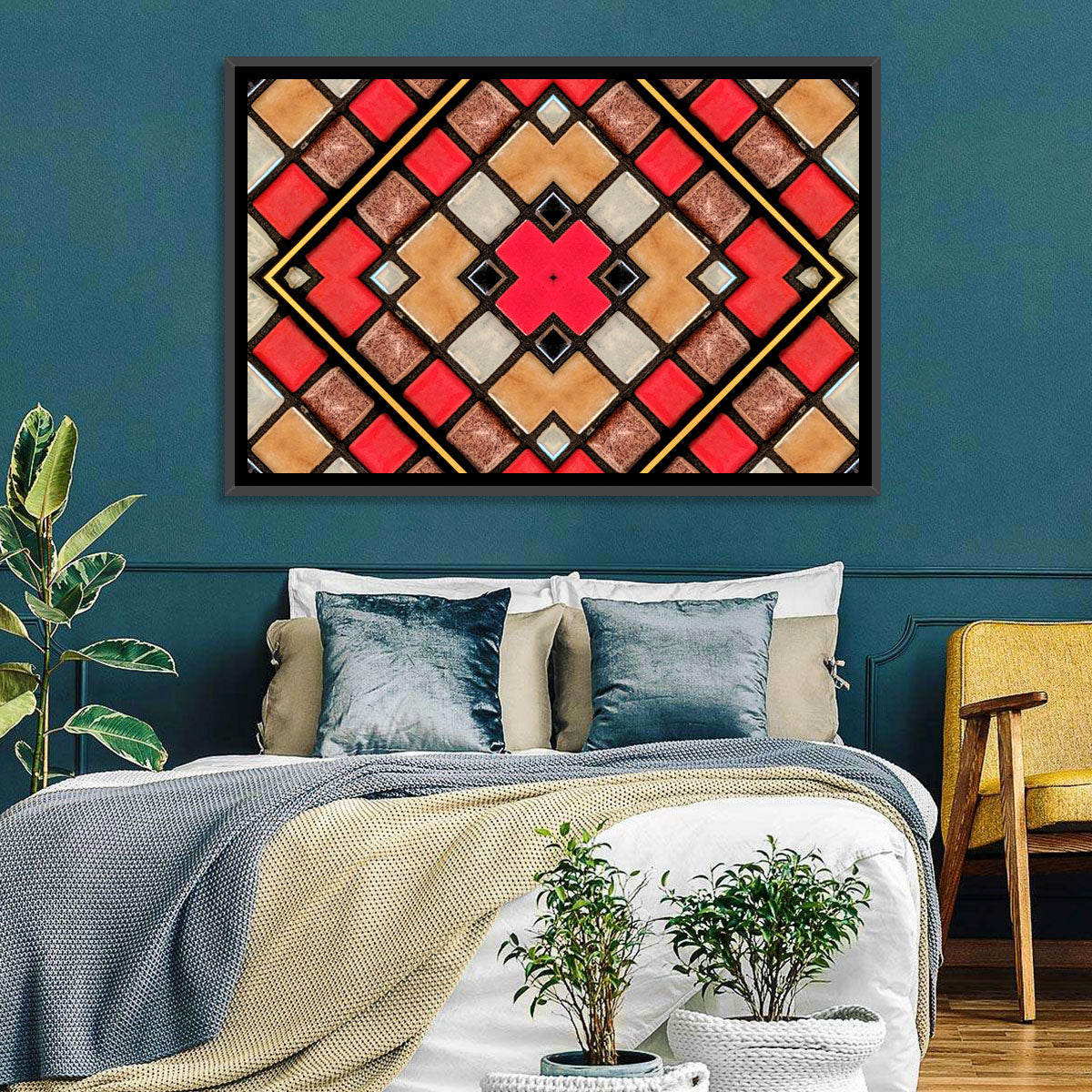 Connected Blocks Wall Art in a room, landscape